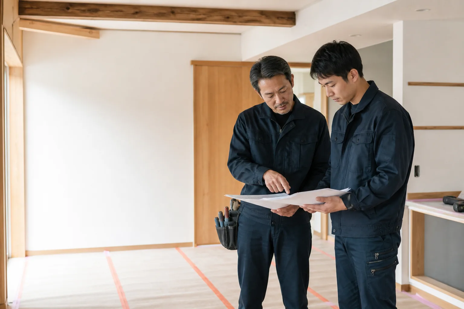 ○○建工採用LP制作見本。現場スタッフのイメージ