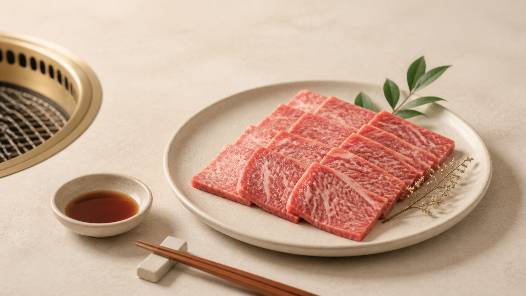 焼肉○○の料理イメージ。盛り合わせと焼き上がり